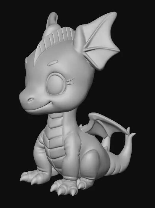 3D model for sevimli şapşal yavru ejderha tasarlamanı istiyorum.gözleri kocaman anime karakterleri gibi olsun. sırtında küçük kanatları olsun.rengi pembe olabilir.