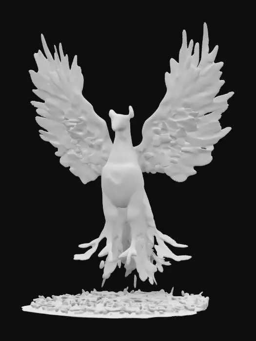 3D model for A majestic phoenix reborn from digital ashes in a blaze of radiant pink and crimson holographic flames. Its feathers shimmer with heart-shaped embers, symbolizing eternal love and passion. The fiery glow pulses gently, like a heartbeat., #valentine#