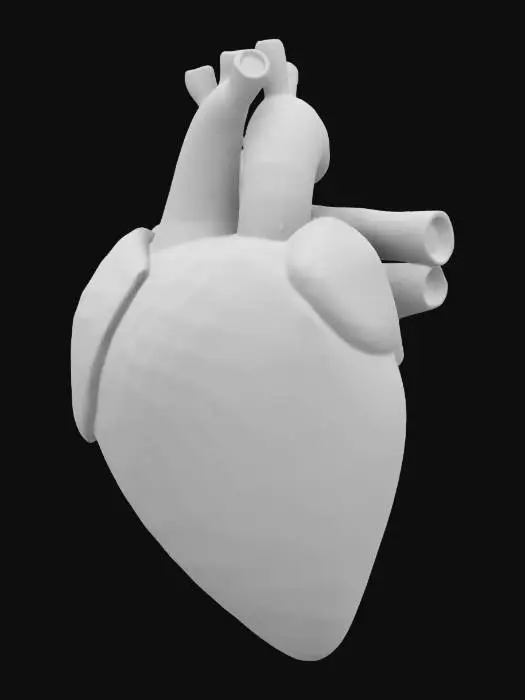 3D model for A futuristic mechanical heart, seamlessly blending cold metal with warm, glowing energy. Soft pink and red lights pulse like a real heartbeat, symbolizing love between human and machine. Delicate circuits intertwine like veins, and a small holographic message flickers—'Forever Yours'., #valentine#