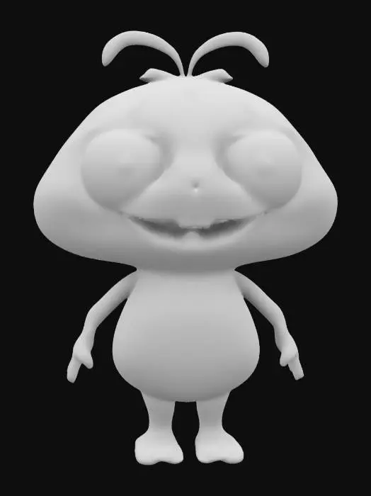 3D model for The object has a smooth, rounded shape with soft, flowing textures and highlights, typical of an illustrated animated character with stylized features and pastel colors.