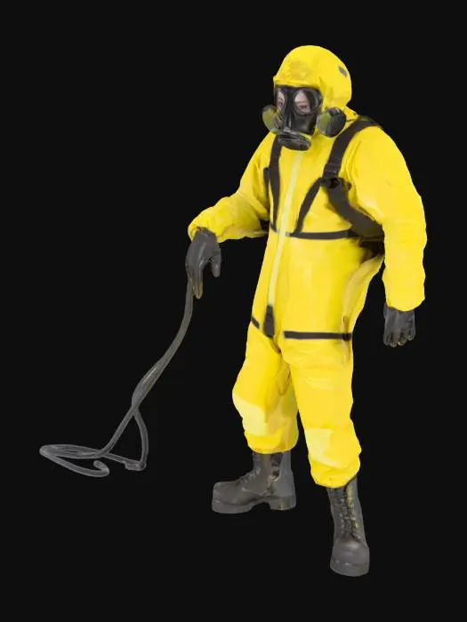 3D model for High poly, Hazmat Suit, man, gas mask, tubes