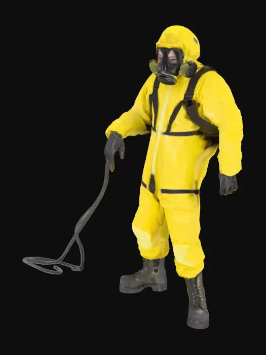 3D model for High poly, Hazmat Suit, man, gas mask, tubes