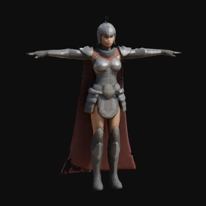 3D model for create armour  female model like warrior with t pose
