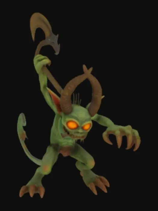 3D model for crawling imp creature raising a sickle
