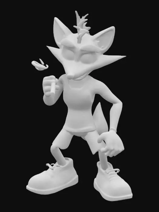 3D model for PS1 crash bandicoot with a cigarette, wearing a white tank top