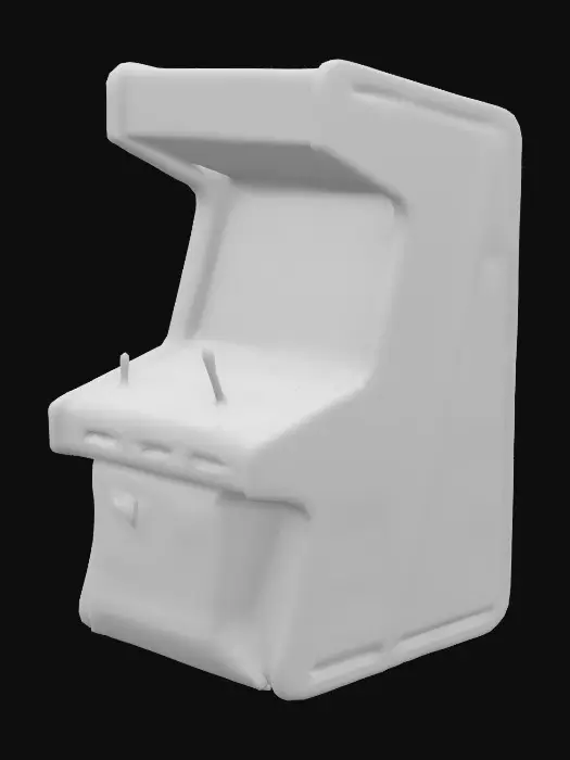 3D model for Retro-futuristik bir arcade makinesi : Ana gövde, keskin açılı trapezoidal bir siluetle modernize. Alt kısımda derin, katmanlı geometrik desenlerle güçlendirilmiş geniş bir taban. Kontrol paneli, yükseltilmiş bir platformda minimalist 'yüzen' tasarım; ergonomik düğmeler ve joystick, hafif eğimli bir yüzeyde yerleştirilmiş. Ekran bölgesi, holografik bir etki için hafif içbükey, geniş kenar boşluklu ve 45 derece kenar kesimli. Üstte neon ışıklar için hazır kanallı keskin hatlı, dinamik bir 'vizör' formunda marquee. Yan panellere asimetrik olarak yerleştirilmiş diagonal havalandırma ızgaraları, arkaya entegre edilmiş modüler komponent bölmeleri ve kablo yönetimi için girintili portlar. Retro nostalji ile agresif fütürizmi birleştiren keskin yüzey geçişleri ve dinamik açısal kütleleme kullan