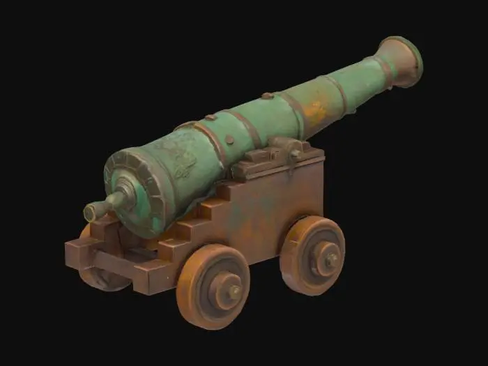 3D model for An old corroded bronz naval cannon