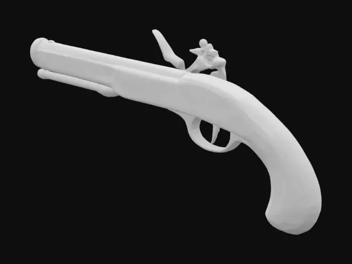 3D model for a fancy engraved middle eastern flint lock pistol

