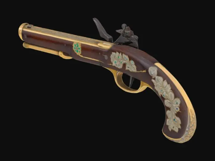 3D model for a fancy engraved middle eastern flint lock pistol
