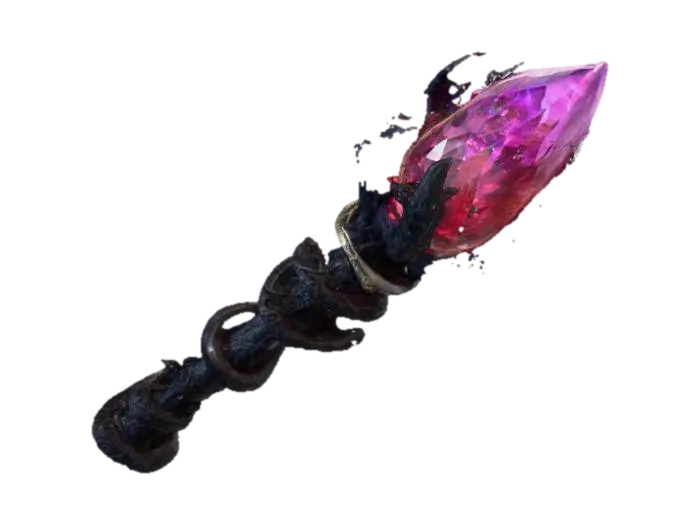 a cursed lich scepter with dark crystals embeded into it 3D model, vytvořený pomocí AI