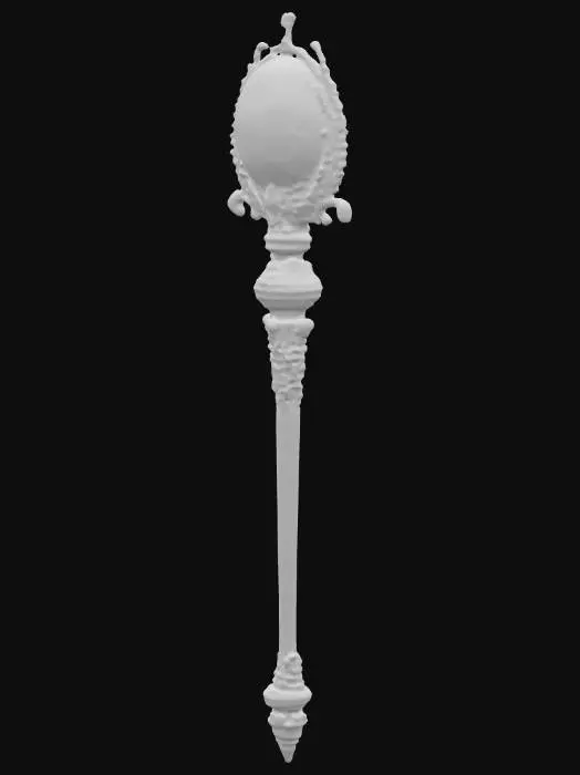 3D model for a holy royal scepter , pure gold and rubis embeded into it
