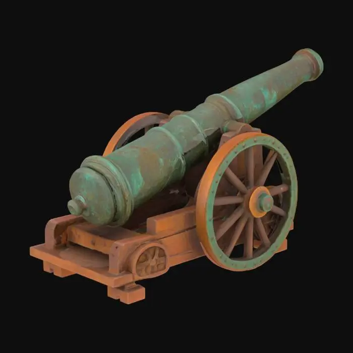 3D model for An old corroded bronz naval cannon