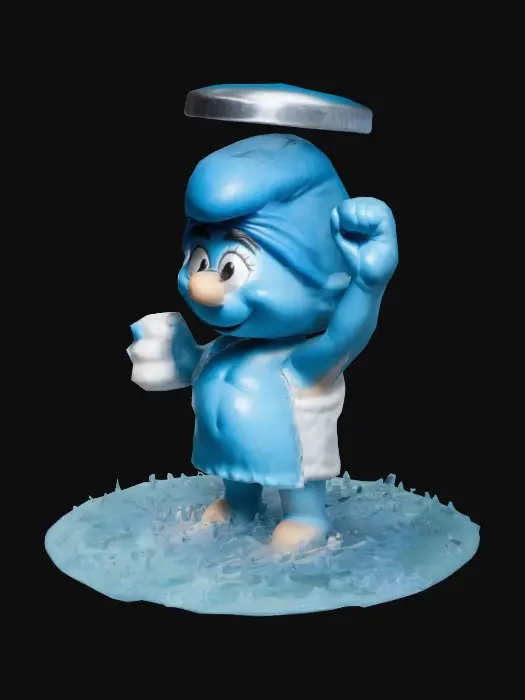 3D model for smurf having a hot shower