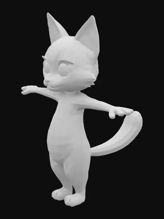 3D model for humanoid cat, T-pose