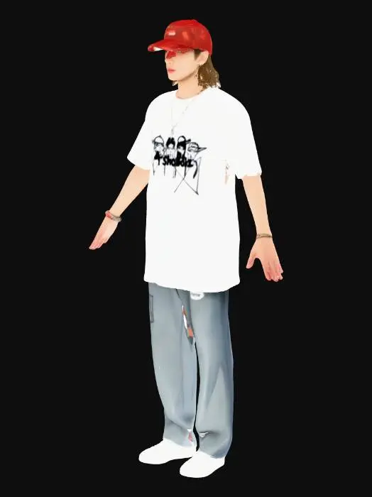 3D model for Casual Style in Red Cap