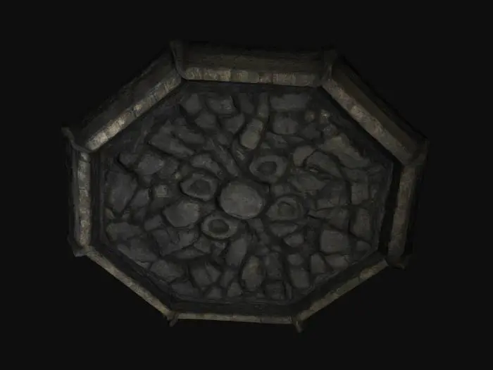 3D model for A dungeon ceiling made of dark, damp worked stone
