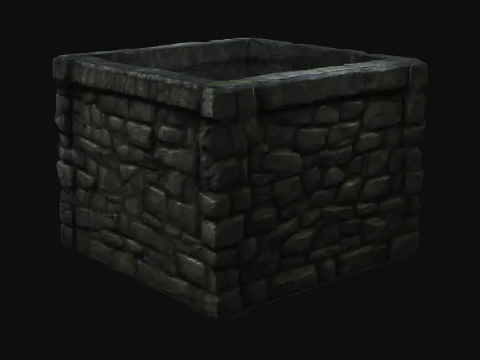 3D model for A dungeon wall made of dark, damp worked stone
