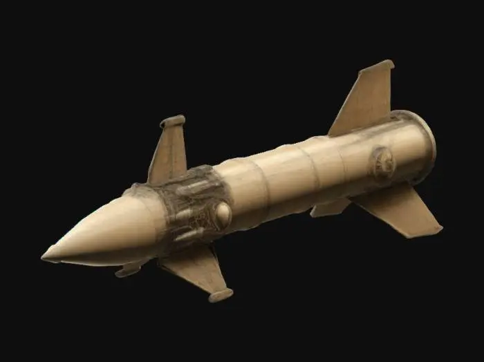 3D model for an ICBM missile built in the style of a Leonardo Da Vinci concept sketch, #ChronoForgeWeapon#