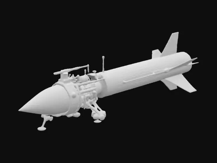 3D model for an ICBM missile built in the style of a Leonardo Da Vinci concept sketch, #ChronoForgeWeapon#