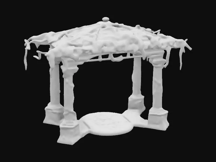 3D model for dark fantasy forest elven elaborate decorative pergola stone ruins 