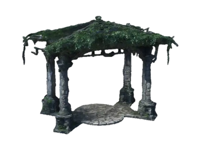 dark fantasy forest elven elaborate decorative pergola stone ruins - Pillars 3D model, vytvořený pomocí AI