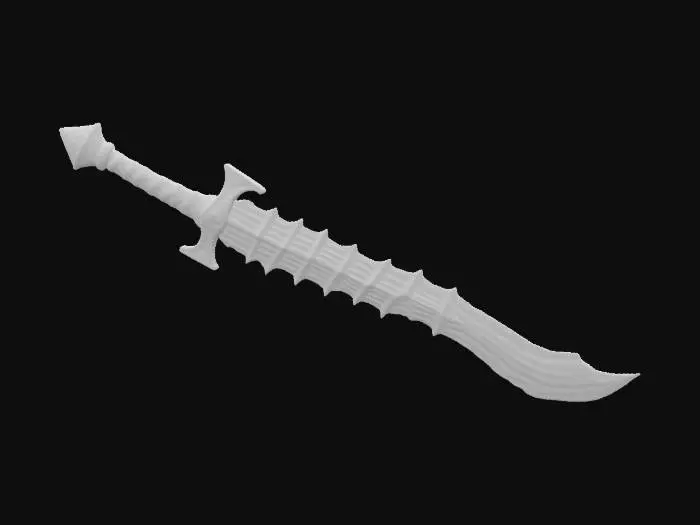 3D model for a medieval fantasy sword fashioned from a giant insect's mandible, #ChronoForgeWeapon#