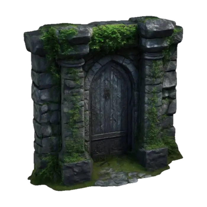 Dark Fantasy Forest Stone Wall With Connecting Pillar 由 Drubco — 使用 Meshy AI 3D 生成器製作，免費下載 FBX OBJ GLB STL