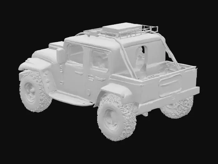 3D model for “military car damage, after apocalyptic zombie infested world modern design, black matte finish, detailed textures, photorealistic, 4K render, studio light, isolated on white background, ultra quality”