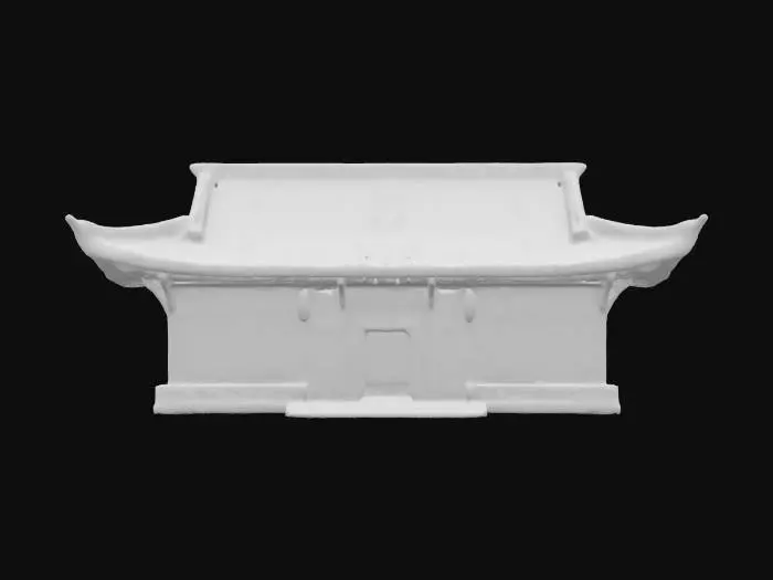 3D model for Ultra-detailed 3D model of a traditional ancient Japanese building, inspired by Edo-period architecture. Features a curved tiled roof with intricate wooden brackets and eaves, detailed sliding shoji doors, paper windows, and stone foundation. Wooden beams show natural grain and age with slight warping and weathered textures. Includes decorative elements like hanging lanterns, bonsai planters, and a small veranda. High-resolution 8K PBR textures for wood, stone, and paper. Clean UVs, watertight mesh, optimized for close-up renders, historical environments, or game scenes. Cinematic lighting highlights surface detail and depth., #arch#