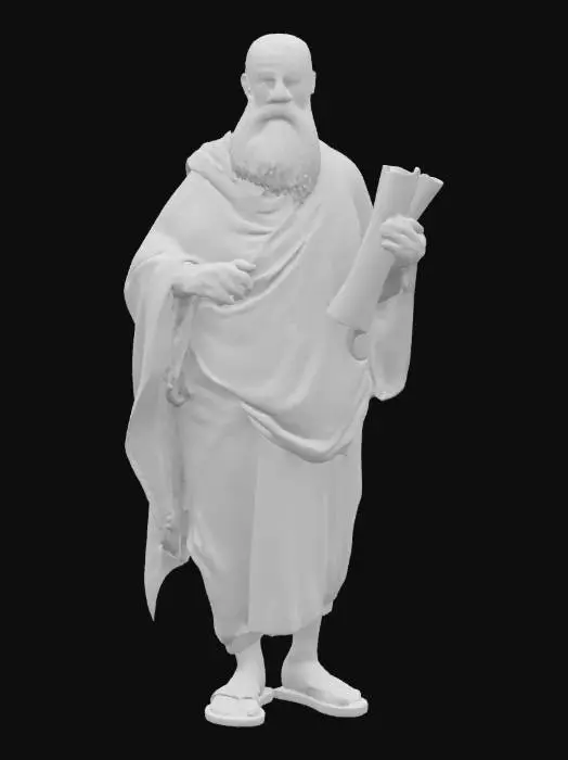 3D model for 3D photorealistic model of an aged Roman philosopher, around 70 years old, with a full beard, balding head, and solemn facial expression. He wears a traditional Roman toga, realistically draped over one shoulder, with soft cloth folds and historically accurate stitching. Skin shows signs of aging: wrinkles, slight sagging, and sun exposure. Accessories may include a scroll or stylus in hand, and leather sandals on his feet. High-poly model with PBR textures for skin, cloth, and marble accessories. Clean UVs, rigged and game-ready, optimized for Unreal Engine or Blender. Ideal for use in educational projects, historical reconstructions, or narrative storytelling in ancient Rome settings.
