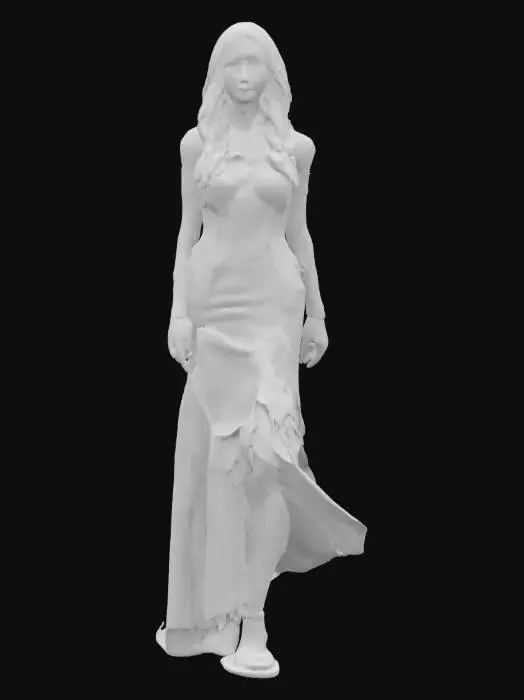 3D model for Photorealistic, adult gorgeous woman, Her face is so realistic, blue eyes; Highly Detailed, Full Body realistic, it has long blond hair, wearing goth dress, #iper #realistic#