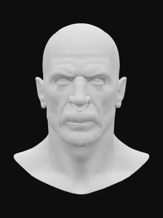 3D model for Highly detailled man head, with no hair, looking as jason statham