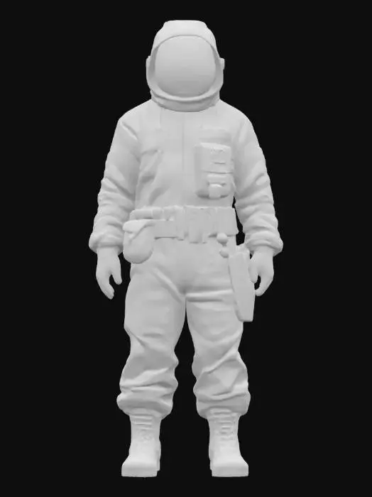 3D model for Ultra-detailed 3D model of a medical operative in a white biohazard containment suit, inspired by Umbrella Corporation. The suit is sealed, with reinforced seams, ventilation filters, and subtle wrinkling. Clear visor reveals part of the face or reflective glass with HUD glow. Chest and arm display the red-and-white Umbrella logo. Gloves and boots are textured rubber, slightly worn. Utility belt with syringes and medical tools. 8K PBR textures for fabric, plastic, glass, and decals. Clean UVs, watertight mesh. Cinematic lighting with cool sterile tones and soft shadowing. Ideal for sci-fi or biohazard scenes.