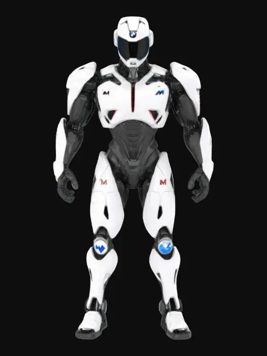 3D model for Object: BMW M3-Inspired Sci-Fi Mascot
Material: Ultra-light graphene composite with a glossy alpine white and carbon black finish, incorporating subtle LED accents
Shape/Form: Humanoid robotic figure with muscular, aerodynamic armor plating and aggressive M-sport styling cues. Stands in a powerful, grounded pose, echoing the bold stance of the BMW M3. Design elements reflect the iconic kidney grille silhouette and M-series aerodynamic forms.
Glossy alpine white base with matte carbon black panels, signature M tricolor (blue, dark blue, red) accents across the chest and shoulders. LED lines mimic motion and energy flow, subtly integrated along limbs and chestplate.
Smooth, high-tech carbon fiber surfaces with micro-vent patterns and panel lines referencing performance chassis design.