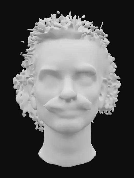 3D model for Ultra-detailed 3D portrait of Albert Einstein, photorealistic style. Focus on expressive facial features: deep wrinkles, prominent cheekbones, bushy eyebrows, and iconic wild white hair. Gentle, thoughtful expression with slight smile. Aged skin texture with visible pores and fine detail. Subtle lighting highlights facial contours and character depth. Clean UVs, 8K PBR textures optimized for ultra-high-resolution close-up rendering.