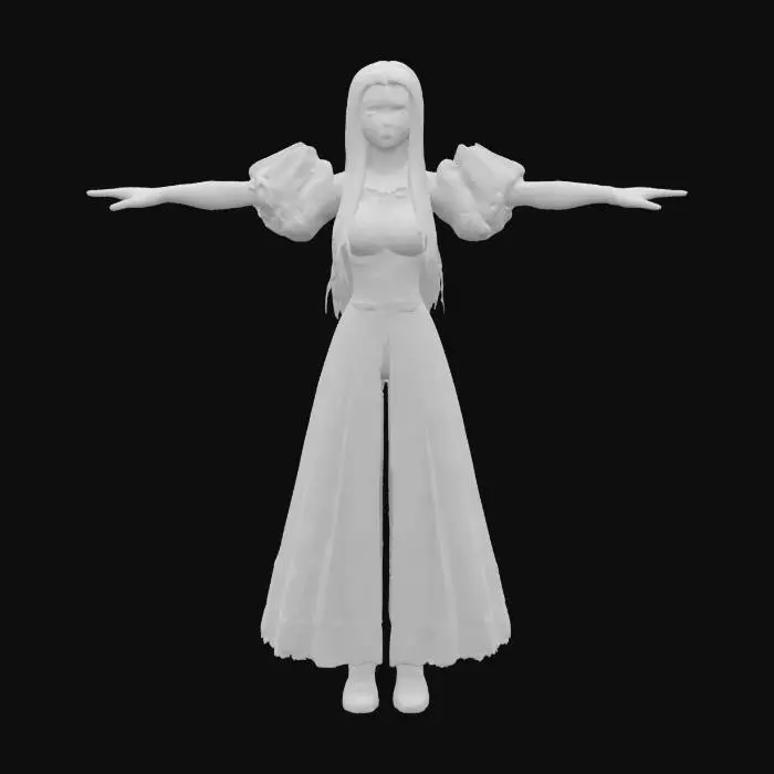 3D model for Photorealistic, T- POSE of adult gorgeous woman, Her face is so realistic, blue eyes; Highly Detailed, Full Body realistic, it has long blond hair, wearing goth dress, #iper #realistic#