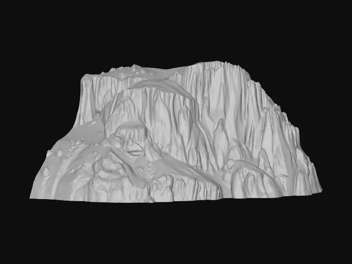 3D model for large snow capped high cliff face terrain