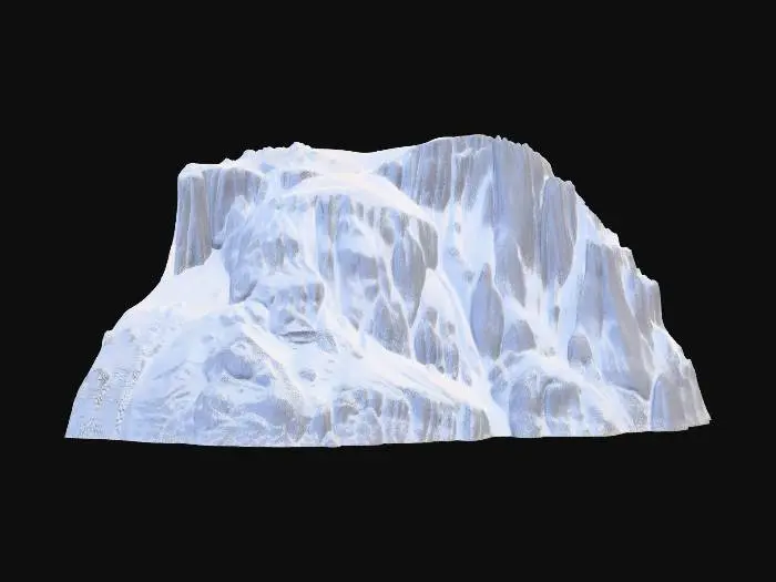 3D model for large snow capped high cliff face terrain