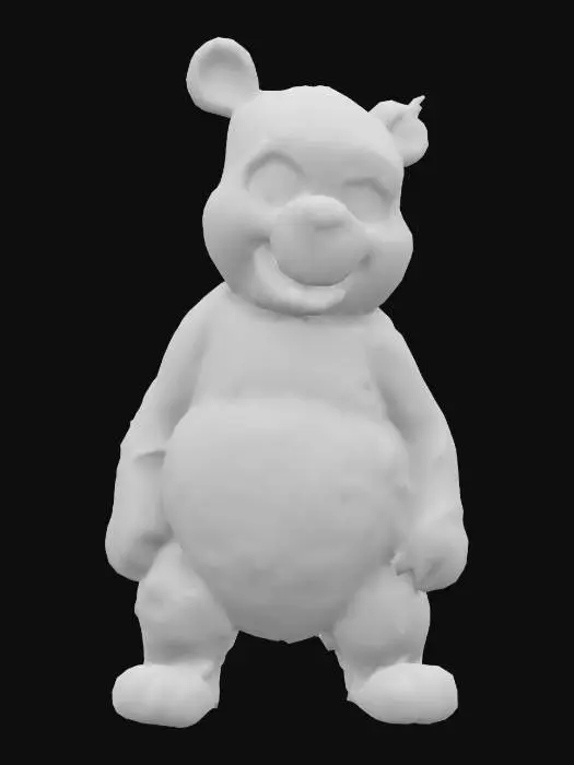 3D model for winnie the pooh zombie infected bold colors, bloody tattered threads