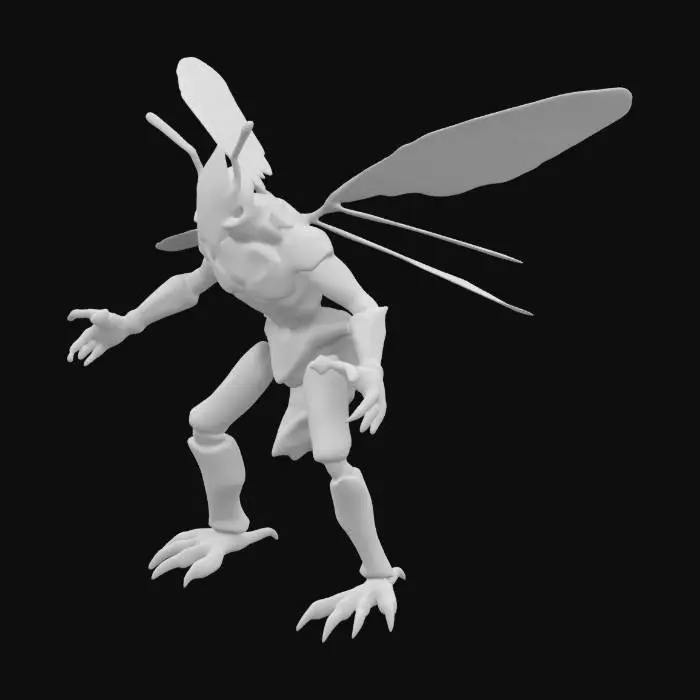 3D model for alien invader humanistic body Wasp biped standing upright 3d mesh t pose