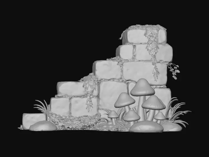 3D model for Azure Mushrooms on the Mossy Staircase