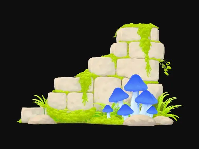 3D model for Azure Mushrooms on the Mossy Staircase