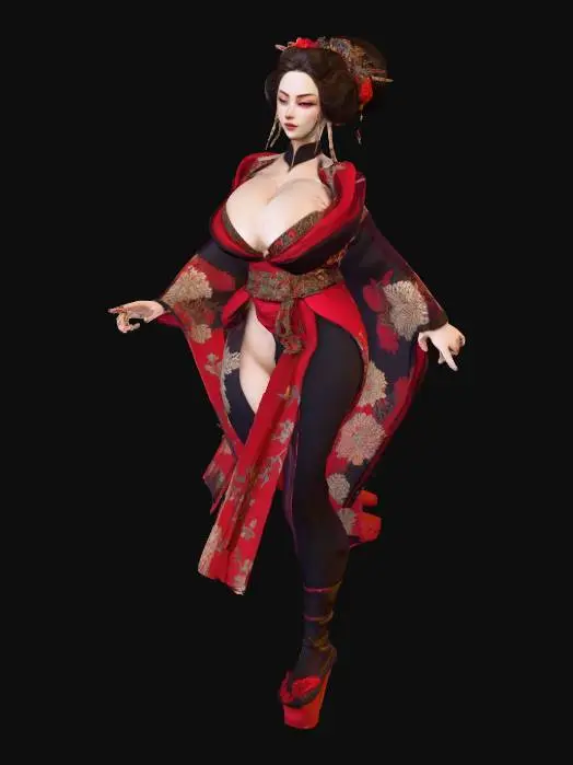 3D model for Geisha Elegance, #PBR#