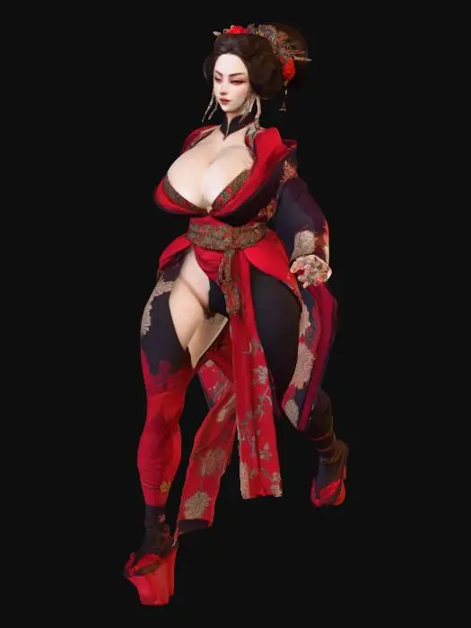 3D model for Geisha Elegance, #PBR#