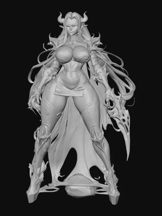 3D model for fantasy armored female Demon