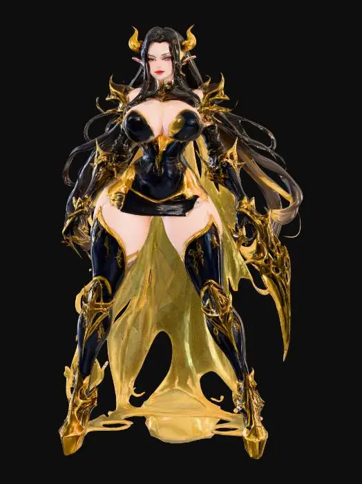 3D model for fantasy armored female Demon