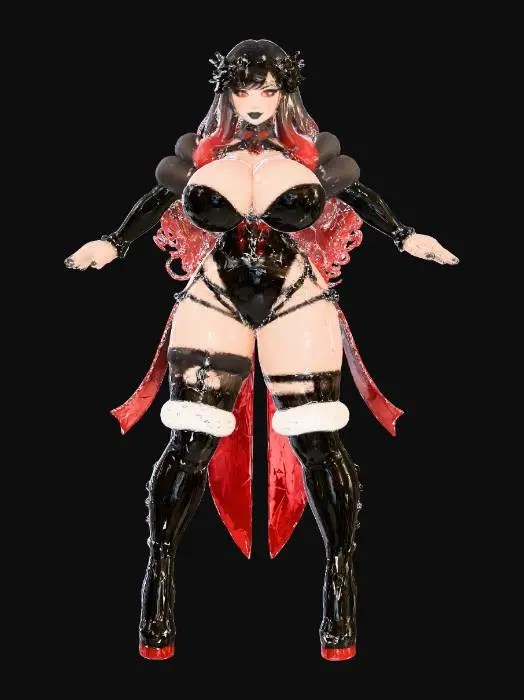 3D model for Busty Goth Santa Latex Couture
