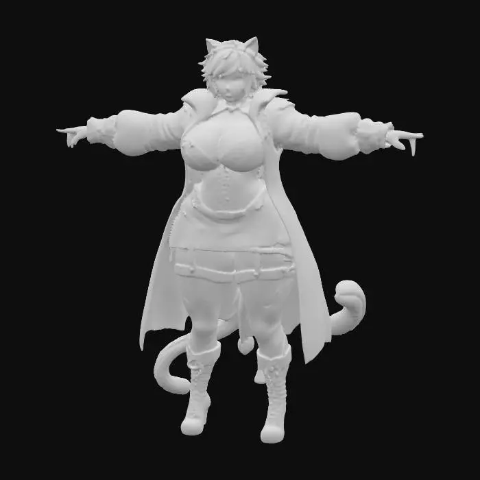 3D model for Neon Cat Warrior, #PBR#