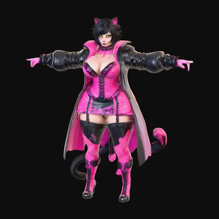 3D model for Neon Cat Warrior, #PBR#