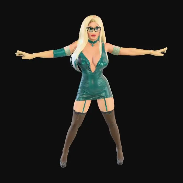 3D model for Green Mini Dress